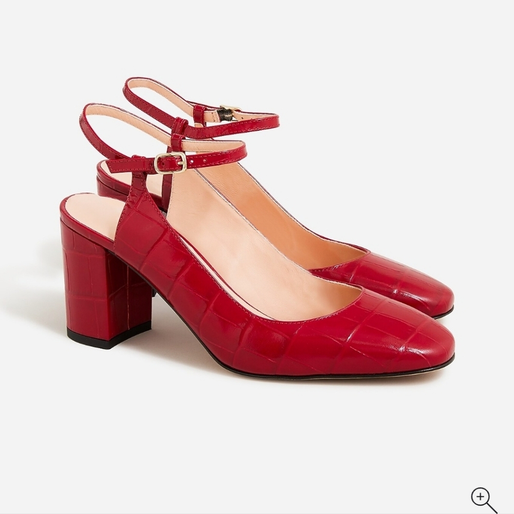 Maisie ankle-strap heels in croc-embossed leather